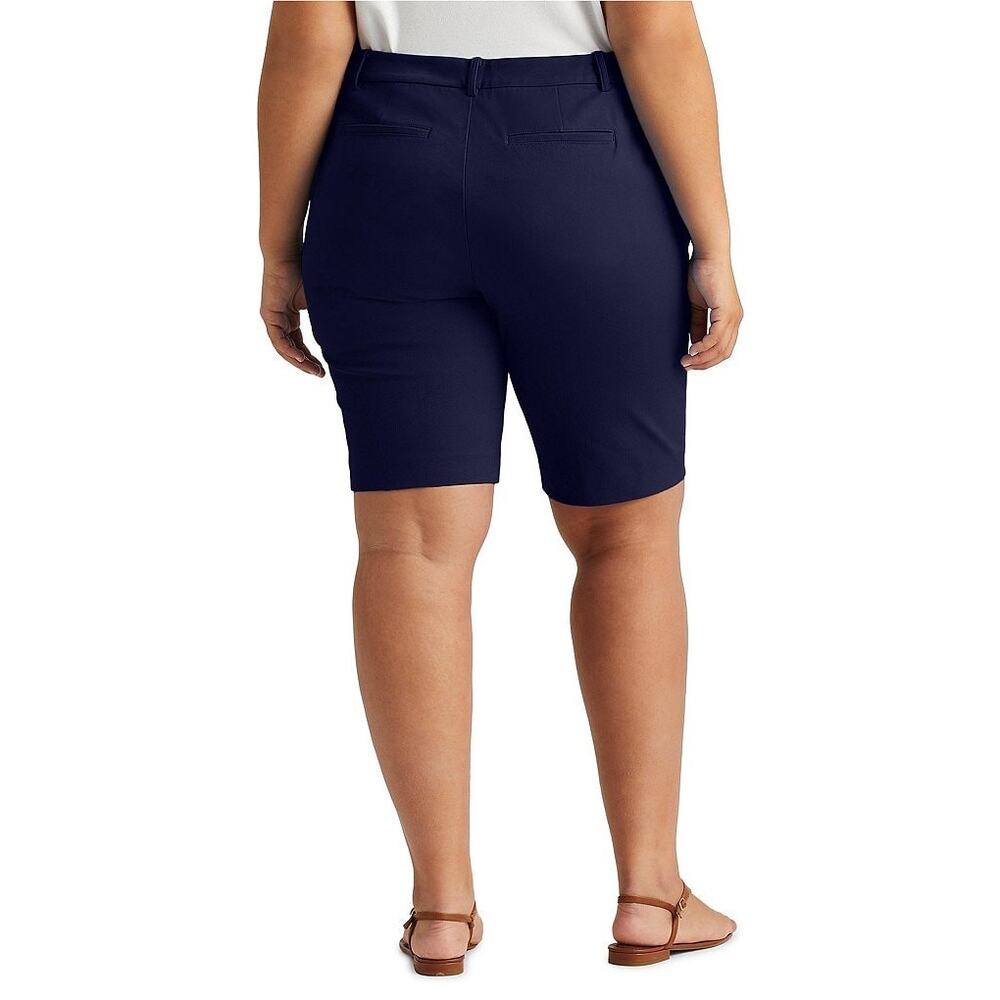 Lauren Ralph Lauren WOMENS PLUS 20W Black Stretch Cotton Twill Shorts